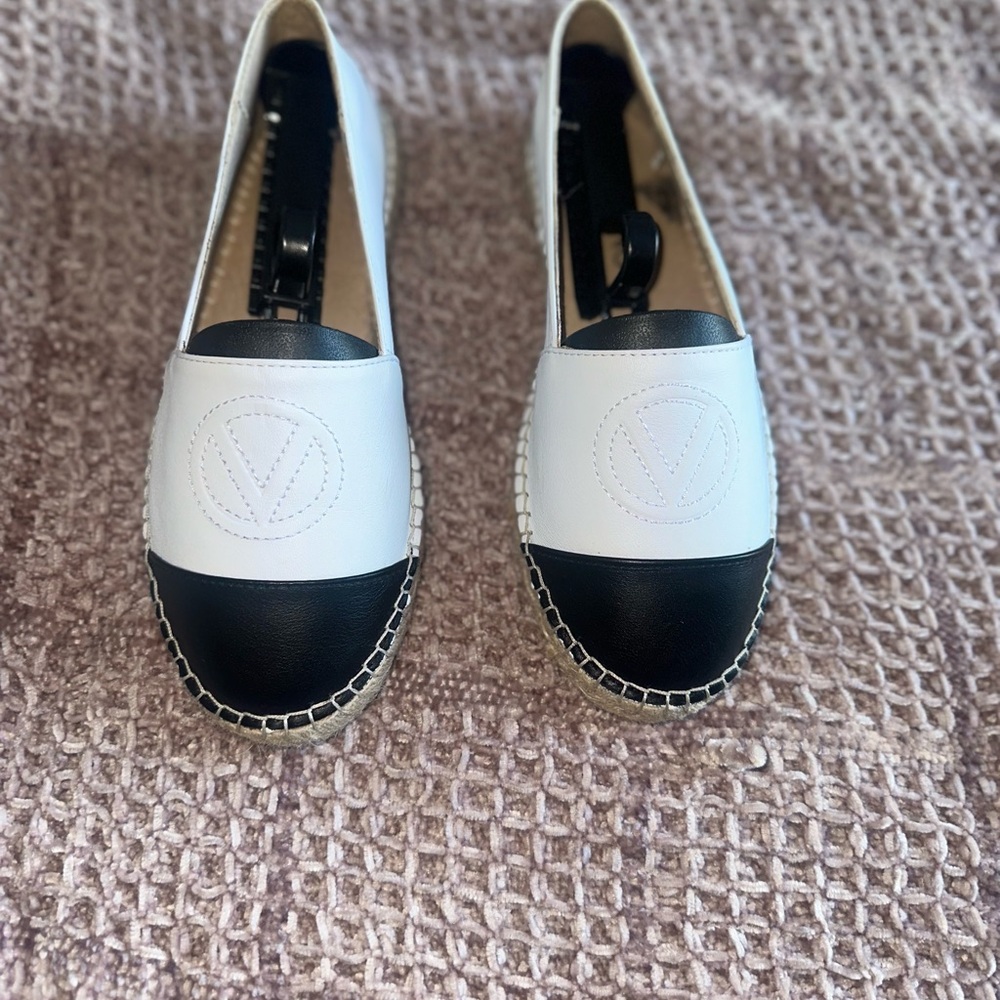 Valentino Black and White Espadrille Shoes
